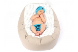 Pelíšek pro miminko, relaxační polštář PUNTÍK dvoubarevný béžový 1