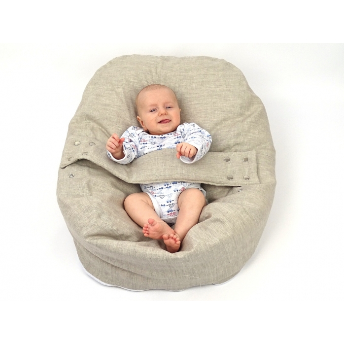 Pelíšek pro miminka, kojenecký relaxační polštář PŘÍRODNÍ LEN 1
