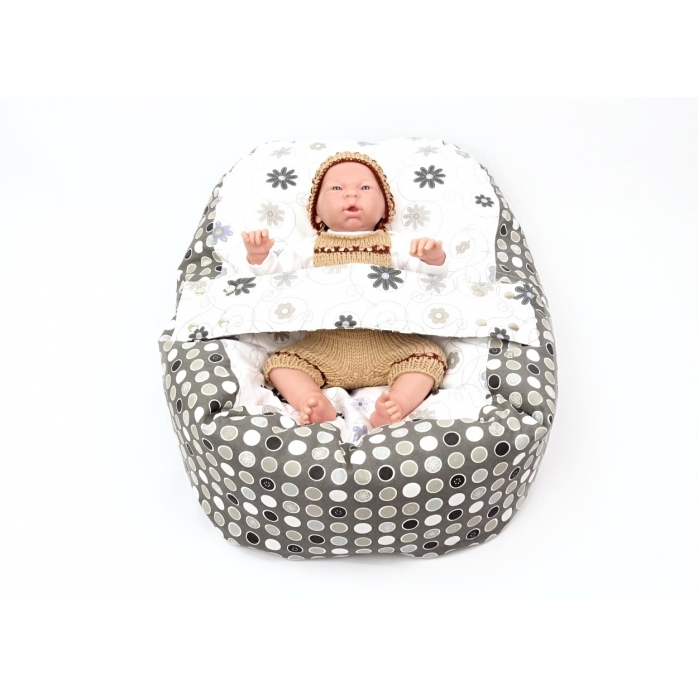 Pelíšek pro miminka, kojenecký relaxační polštář LOUKA šedá
