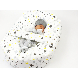 Pelíšek pro miminka, kojenecký relaxační polštář HVĚZDY ŽLUTÉ