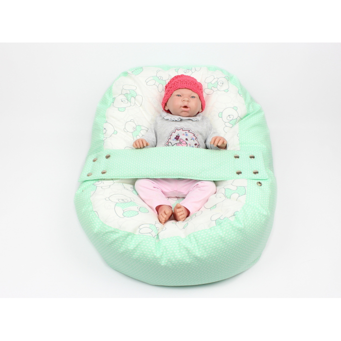 Pelíšek pro miminka, kojenecký relaxační polštář MÉĎA ZELENÝ
